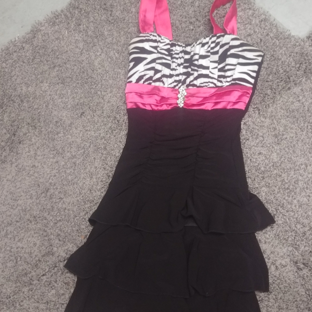 Black and Pink Prom Dress